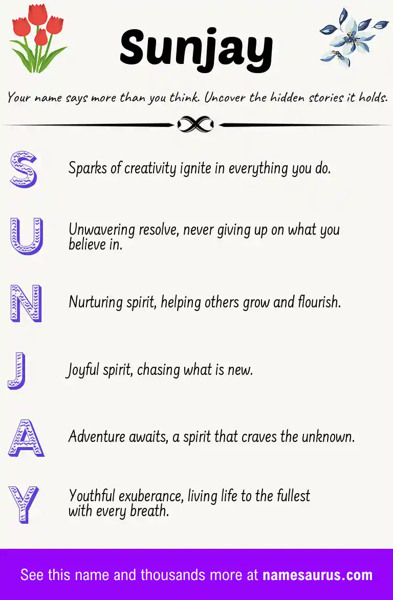 Acrostic poem about Sunjay.