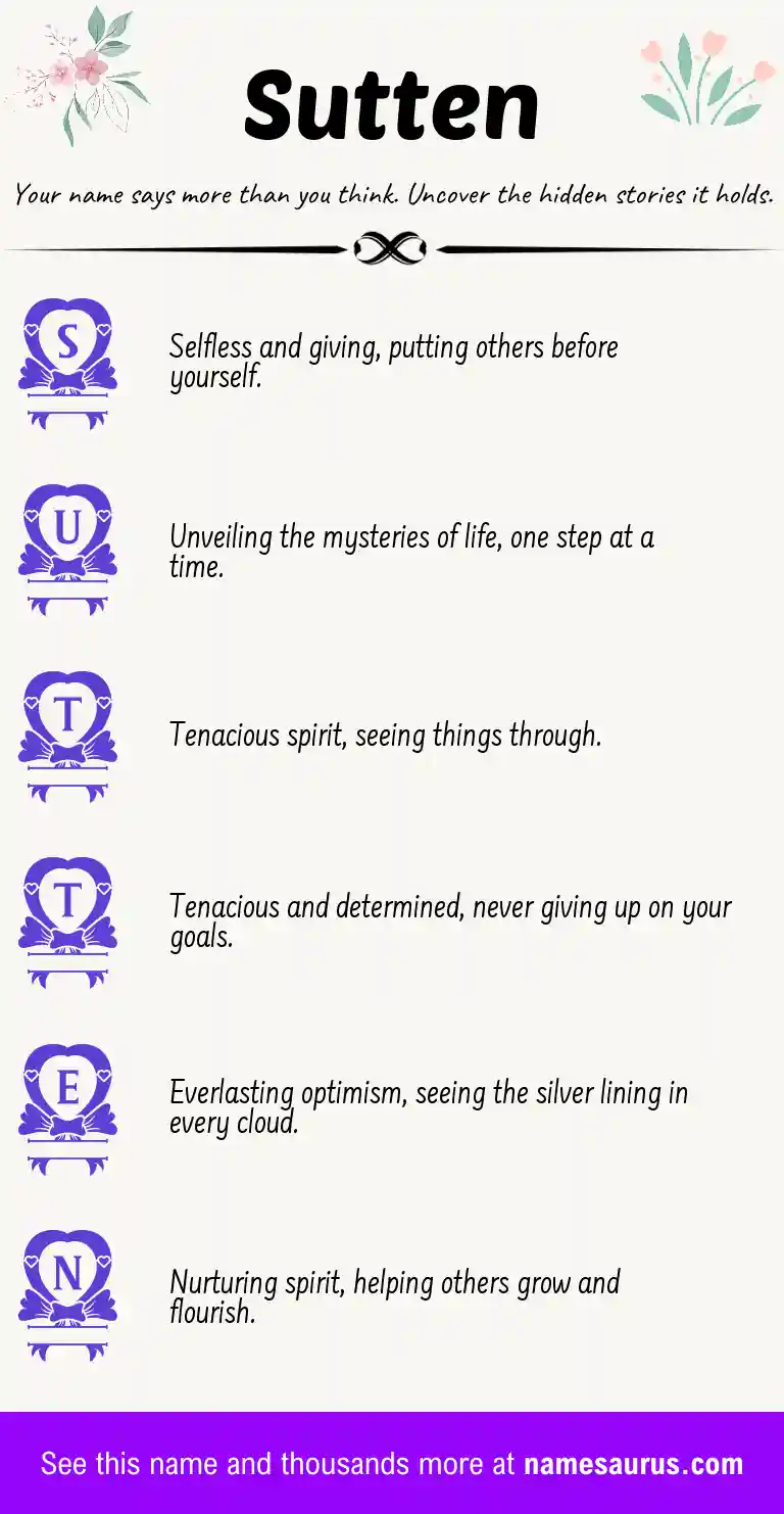 Acrostic poem about Sutten.