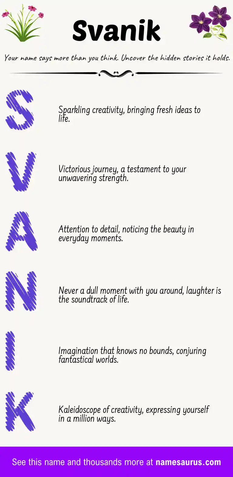 Acrostic poem about Svanik.