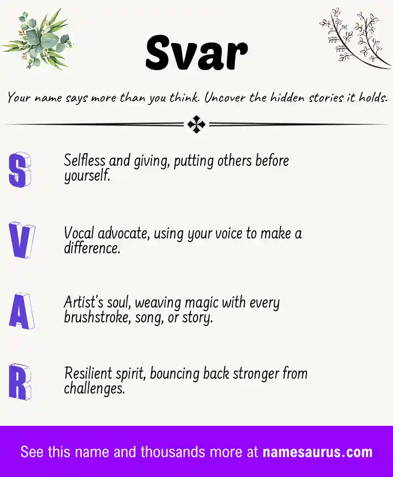 Acrostic poem about Svar.