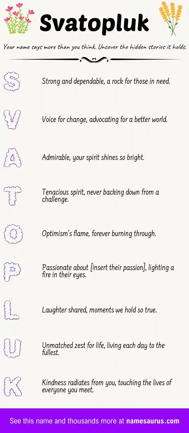 Acrostic poem about Svatopluk.