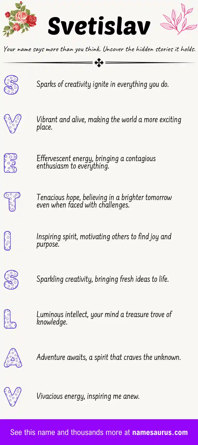 Acrostic poem about Svetislav.