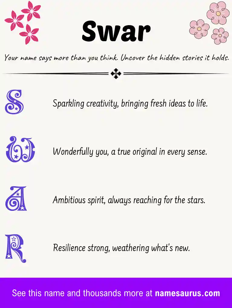 Acrostic poem about Swar.