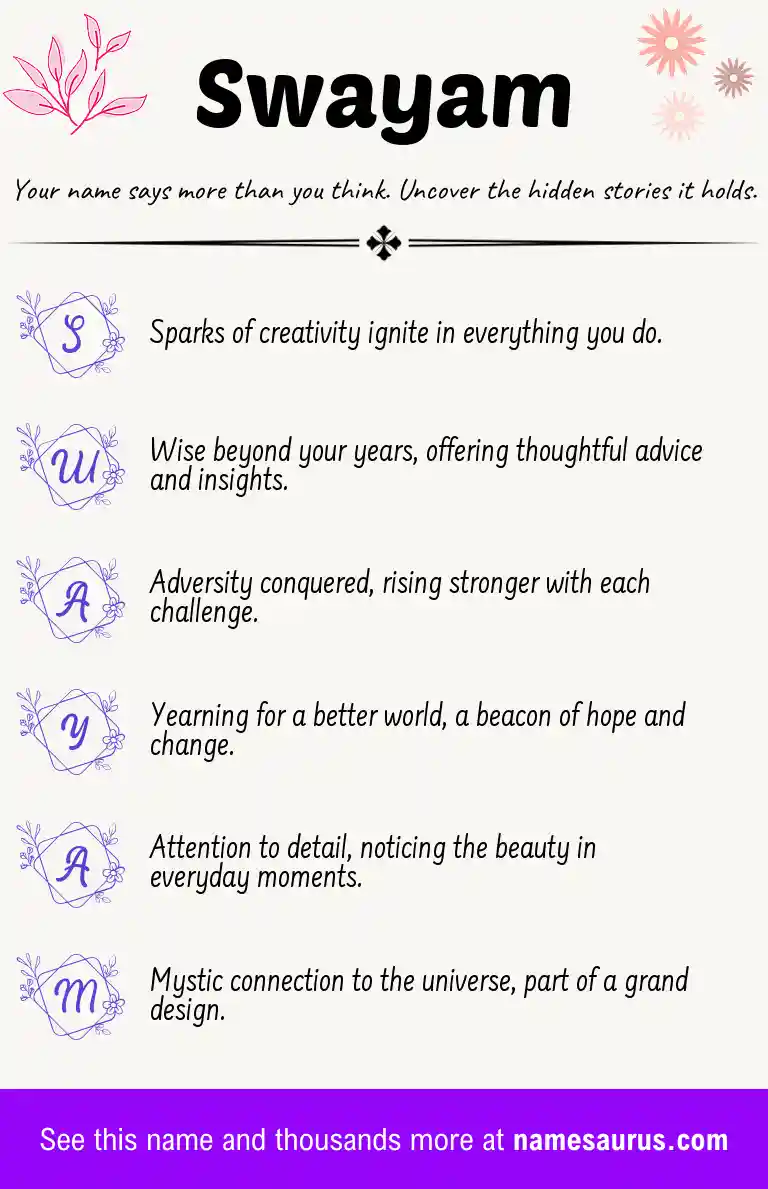 Acrostic poem about Swayam.