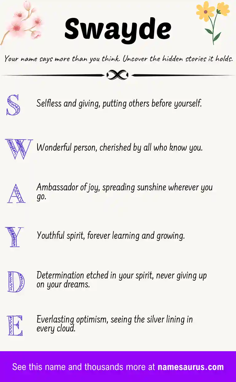 Acrostic poem about Swayde.