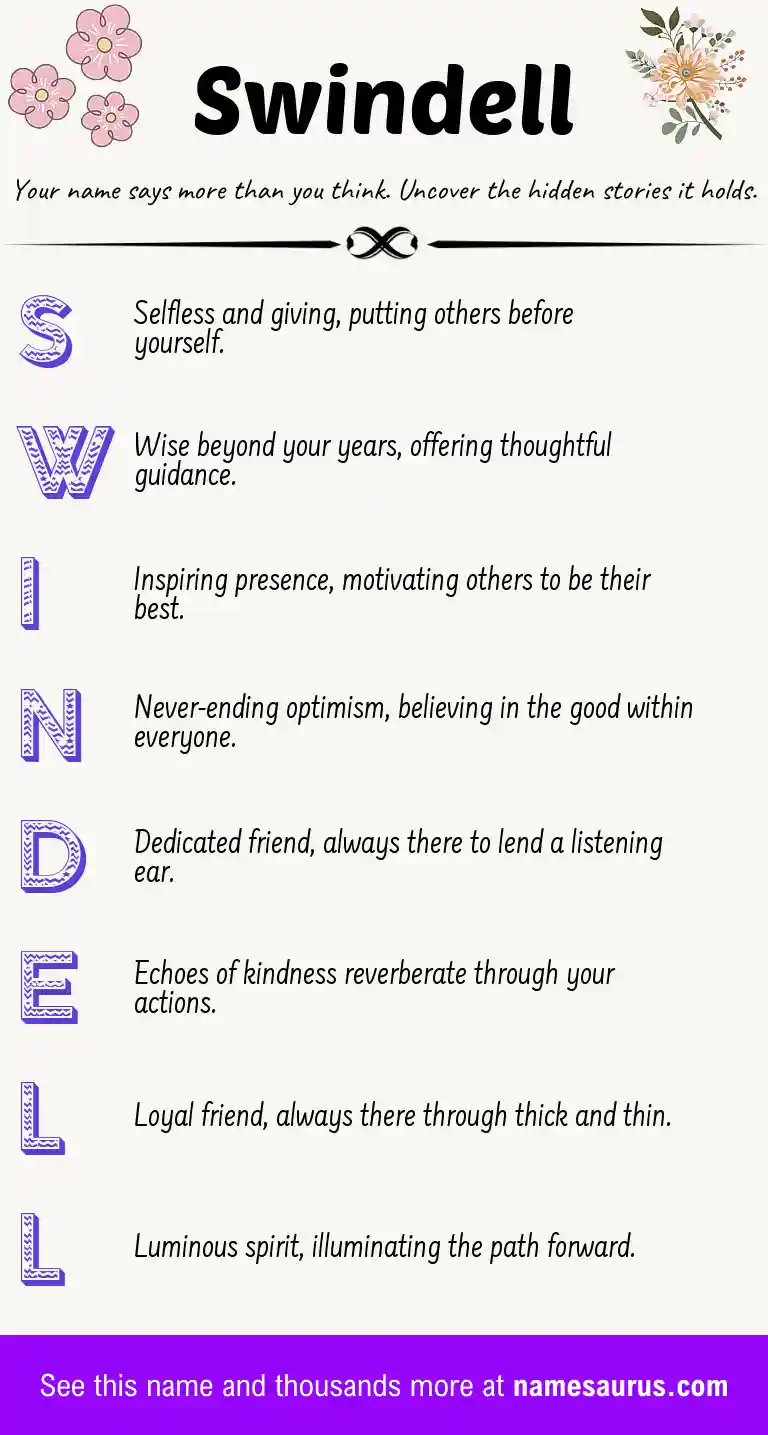 Acrostic poem about Swindell.