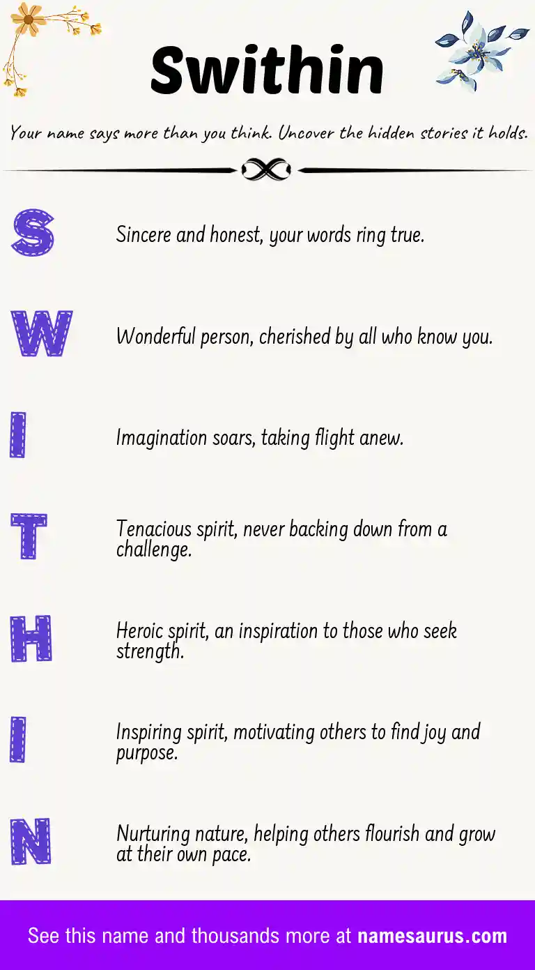 Acrostic poem about Swithin.