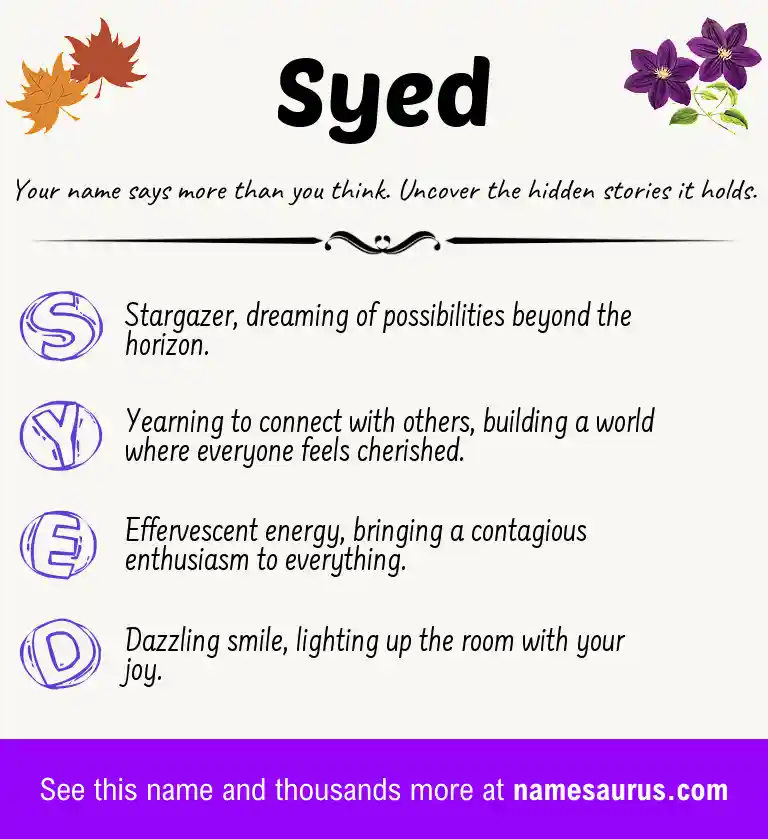 Acrostic poem about Syed.