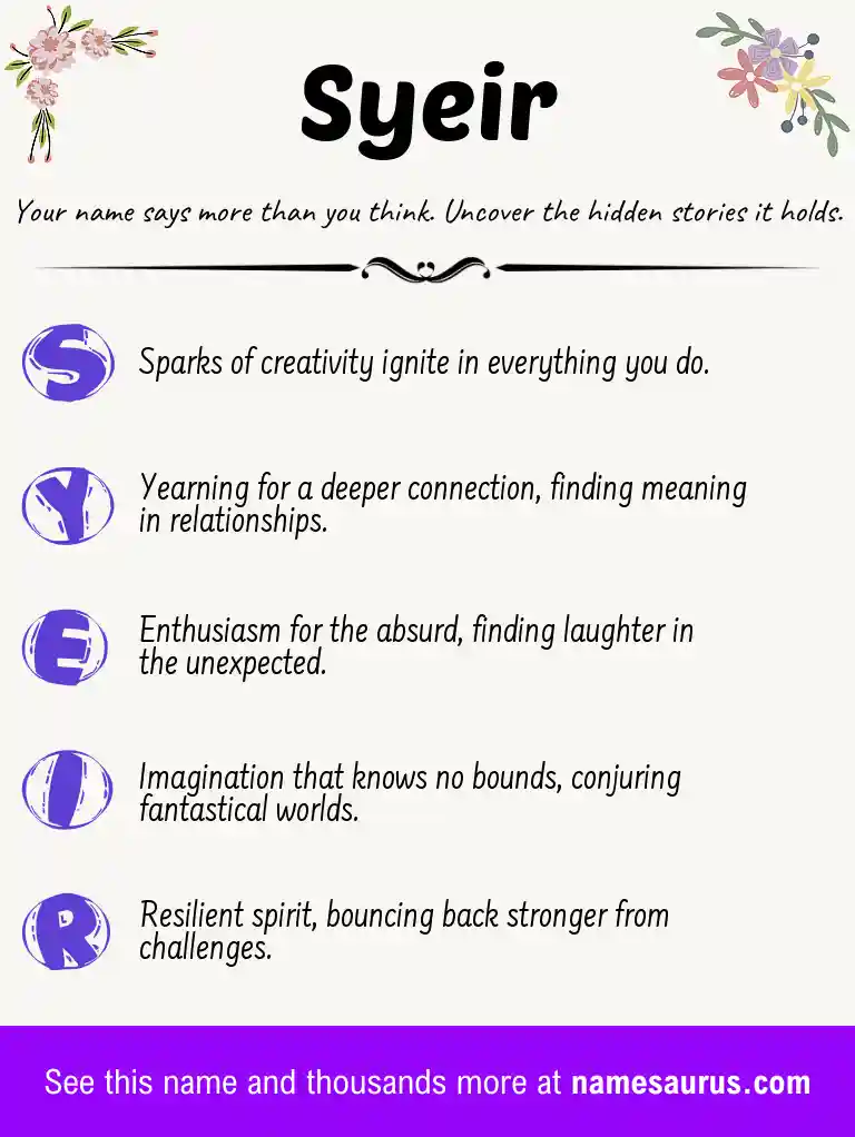 Acrostic poem about Syeir.