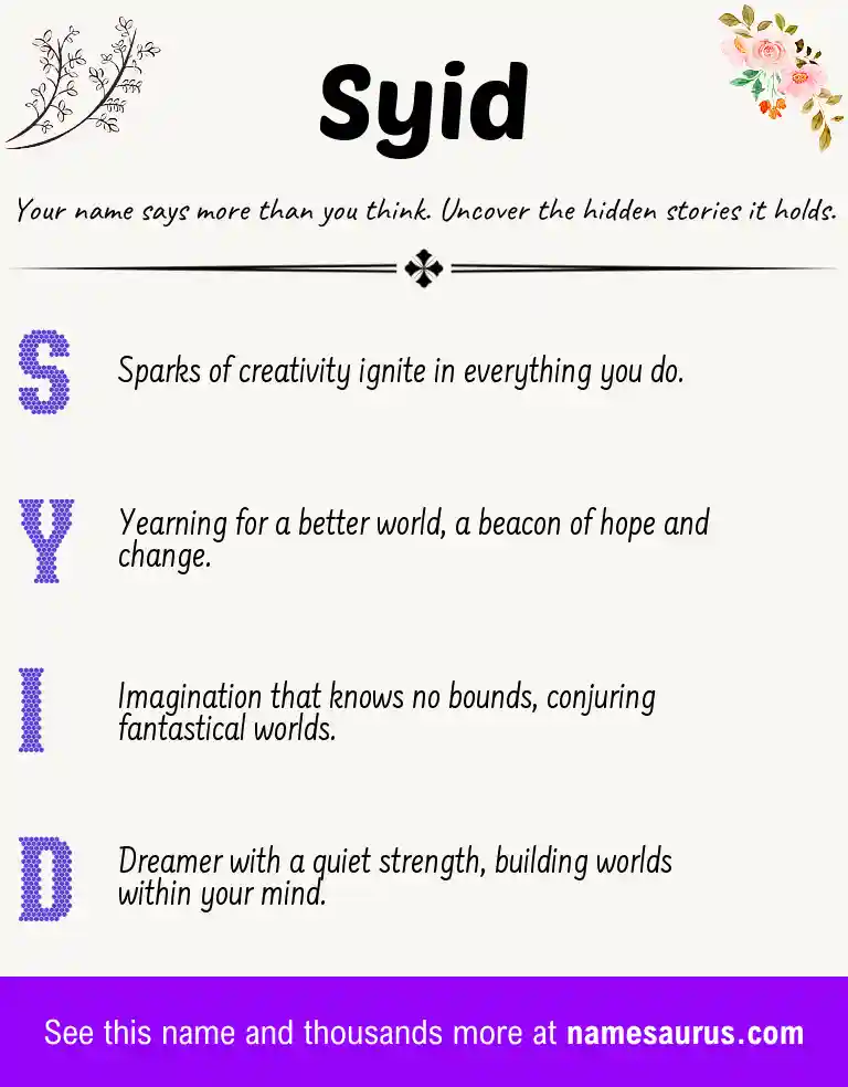 Acrostic poem about Syid.