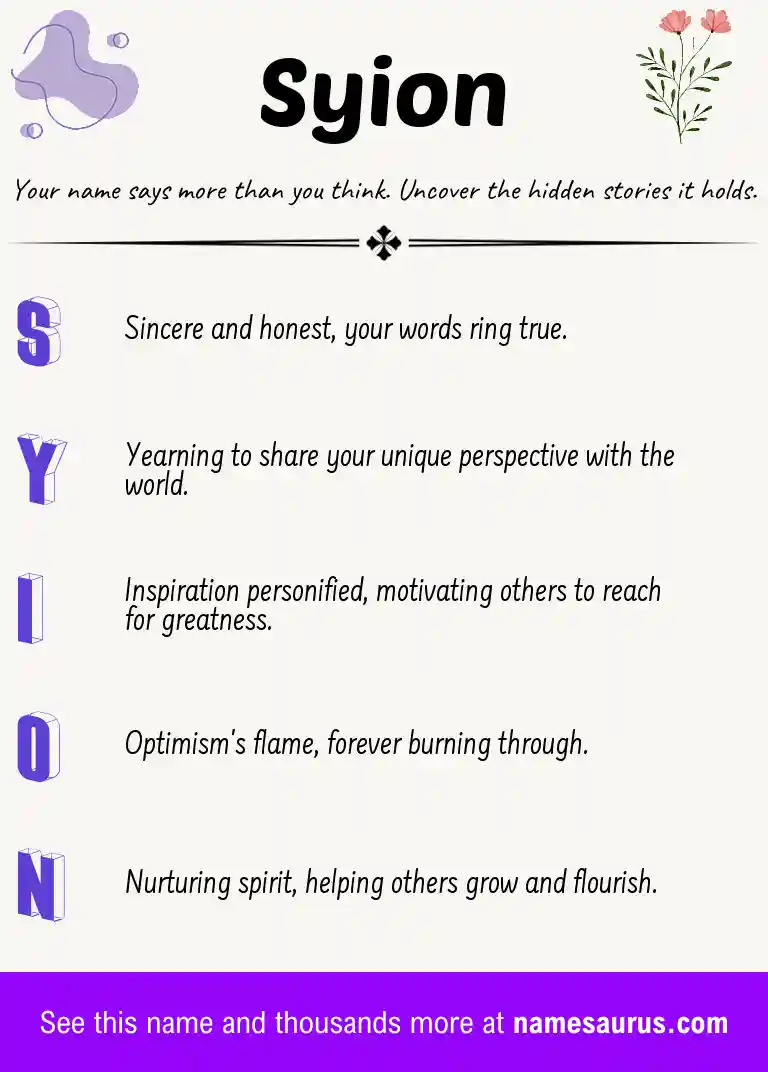 Acrostic poem about Syion.