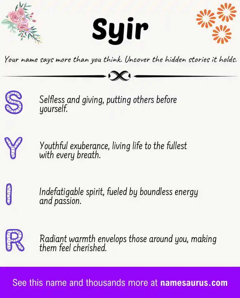 Acrostic poem about Syir.
