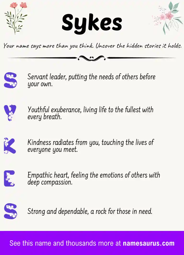 Acrostic poem about Sykes.