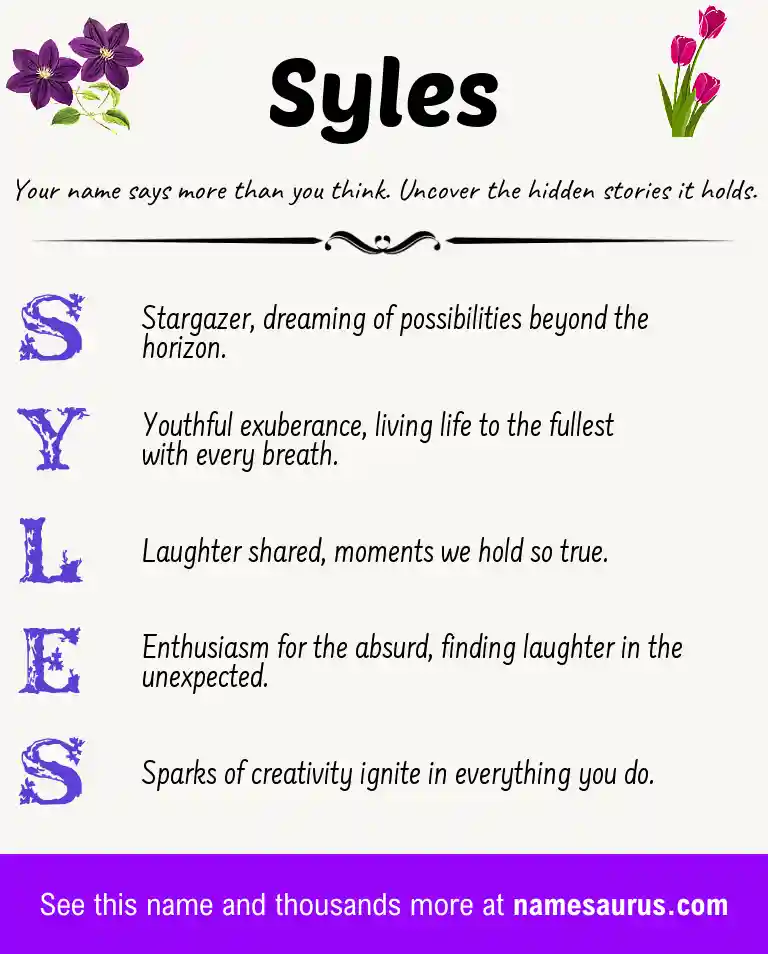 Acrostic poem about Syles.