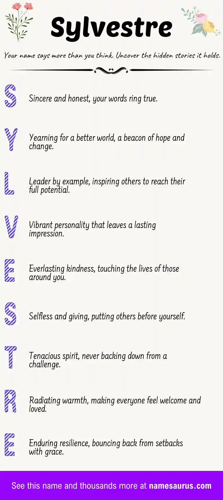 Acrostic poem about Sylvestre.