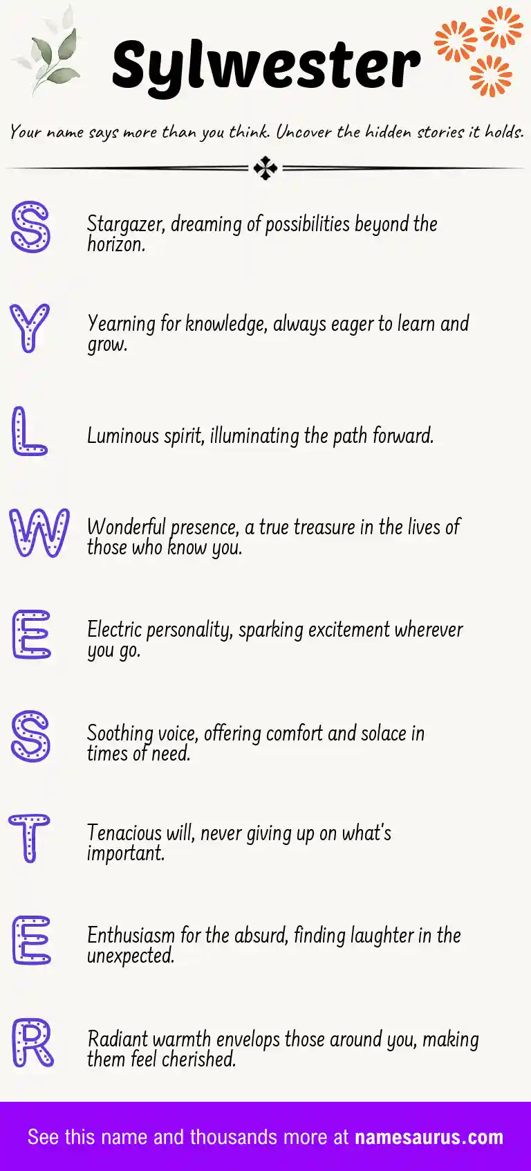 Acrostic poem about Sylwester.