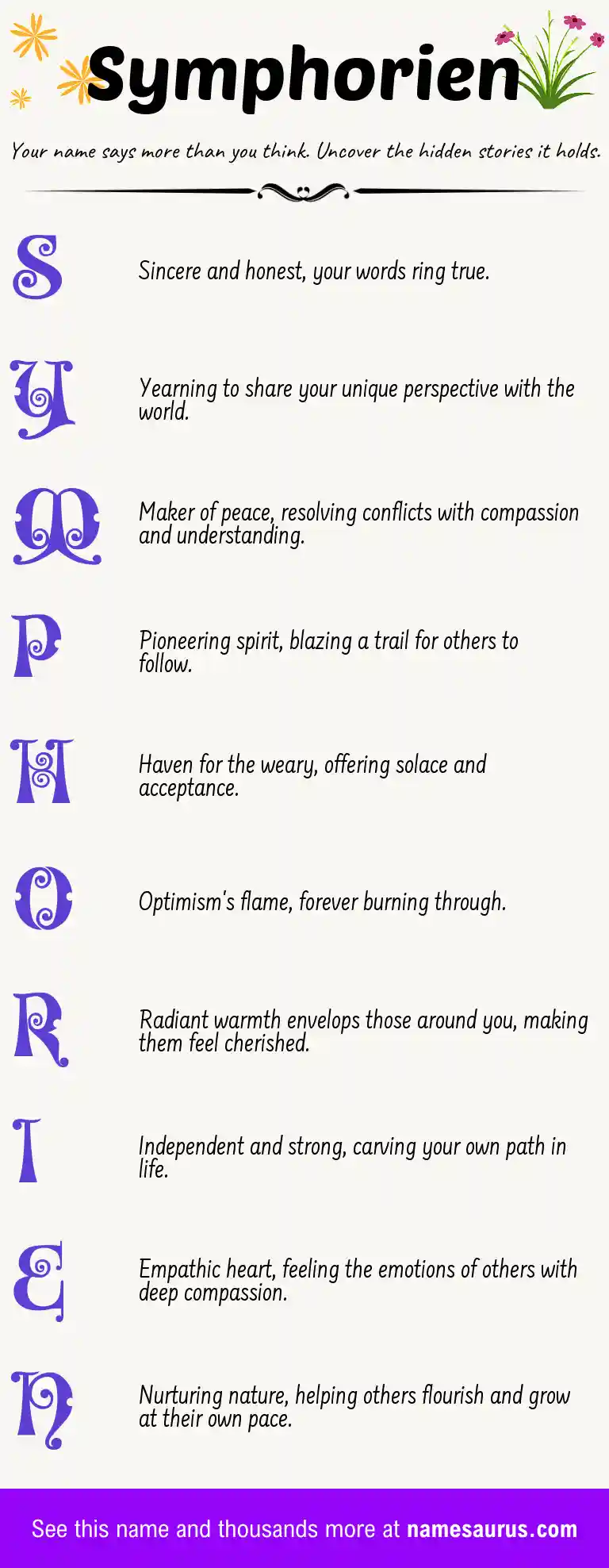 Acrostic poem about Symphorien.