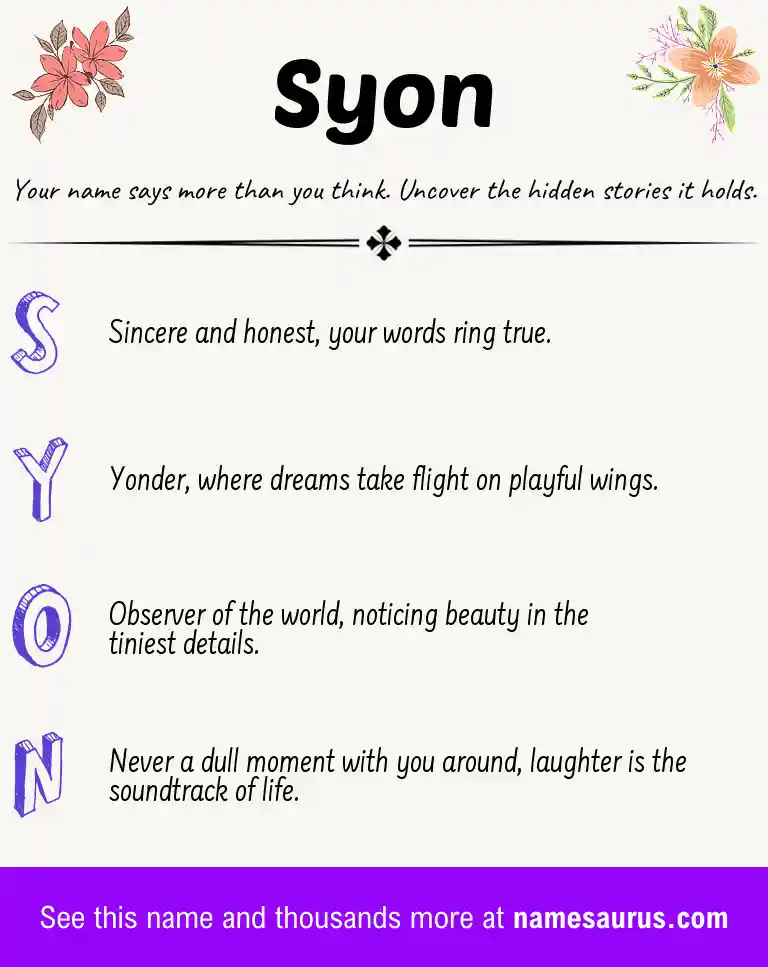 Acrostic poem about Syon.