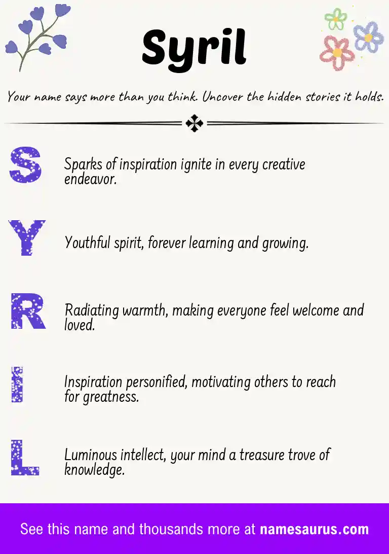 Acrostic poem about Syril.