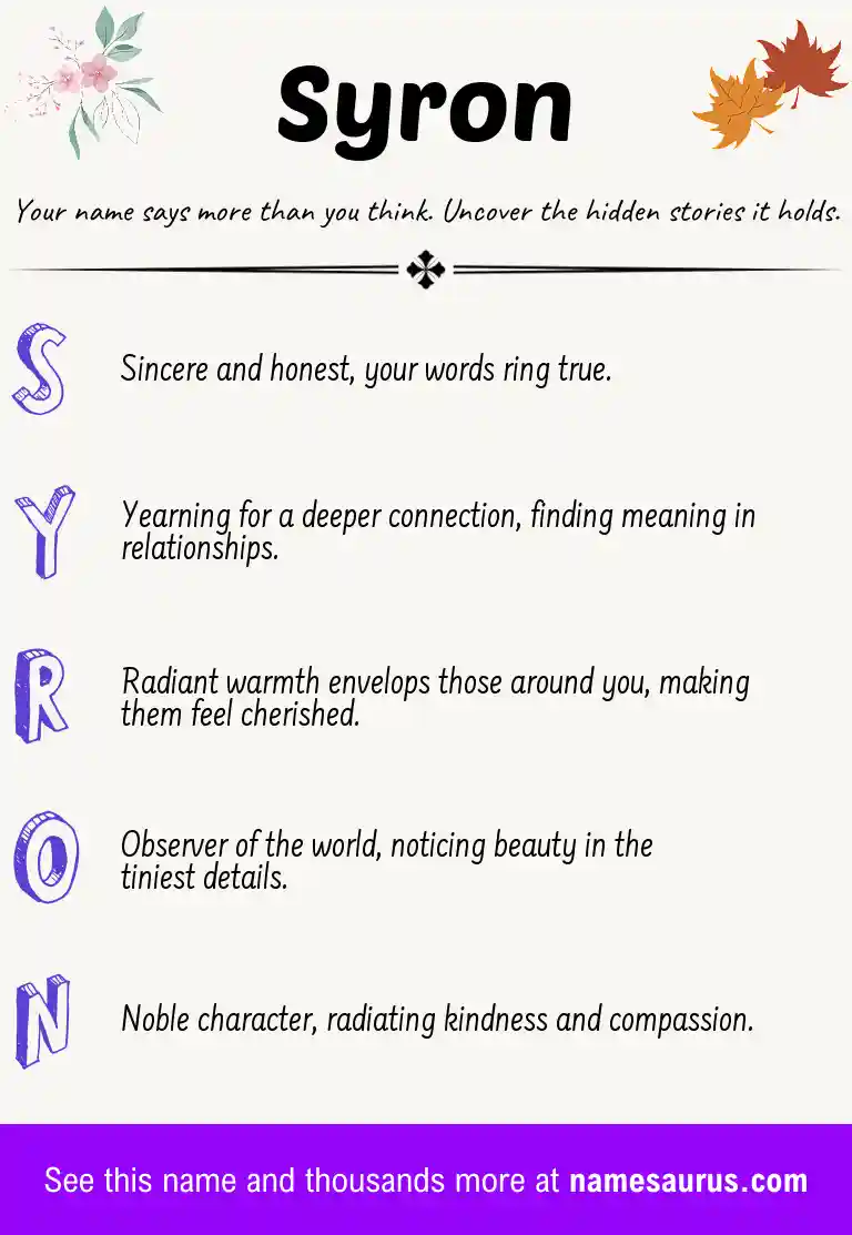Acrostic poem about Syron.