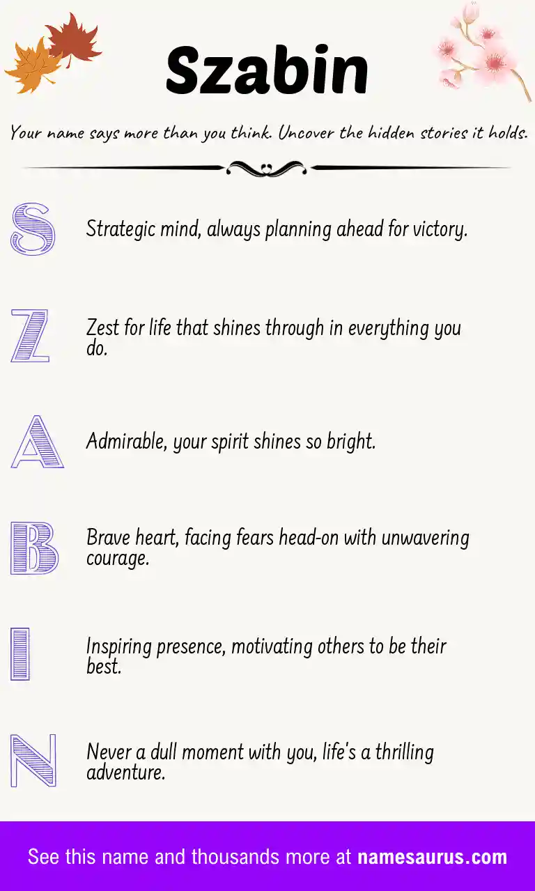 Acrostic poem about Szabin.