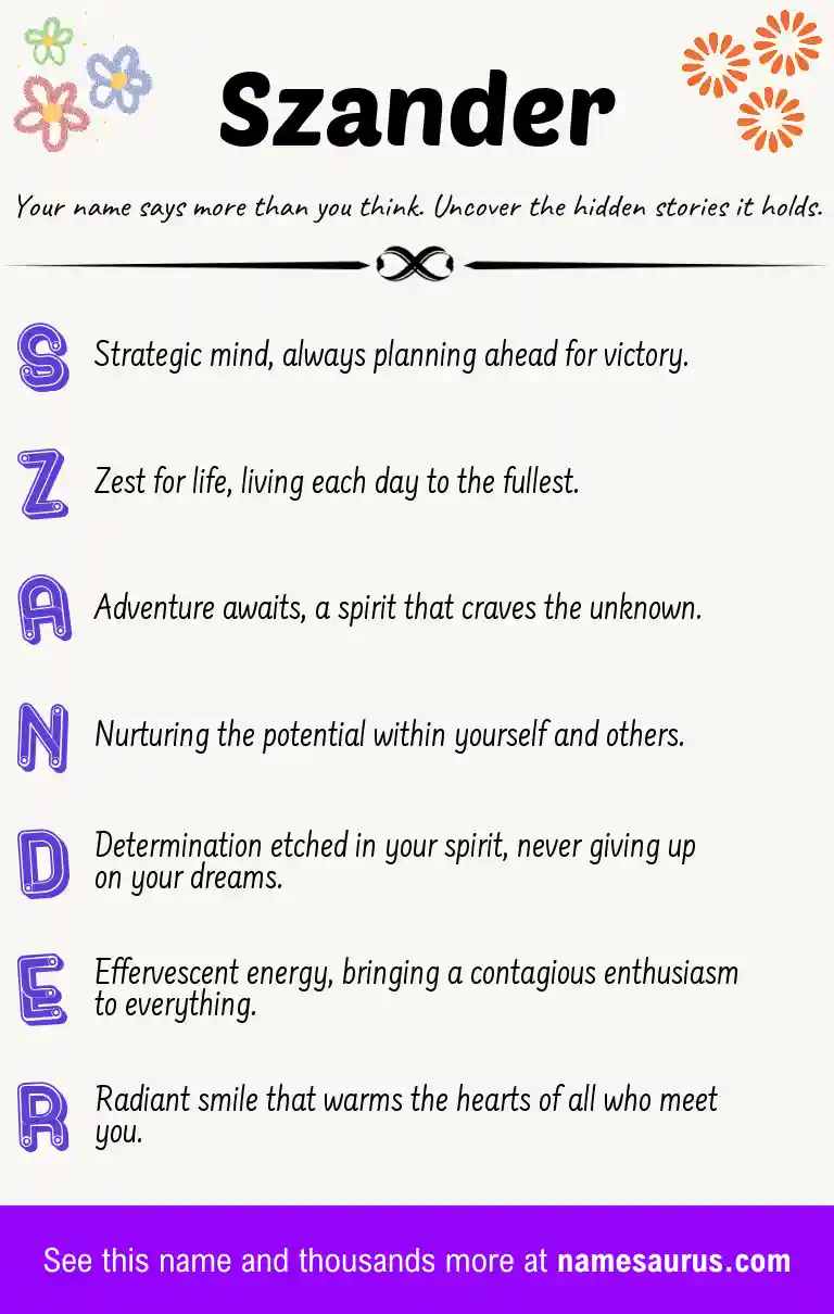 Acrostic poem about Szander.