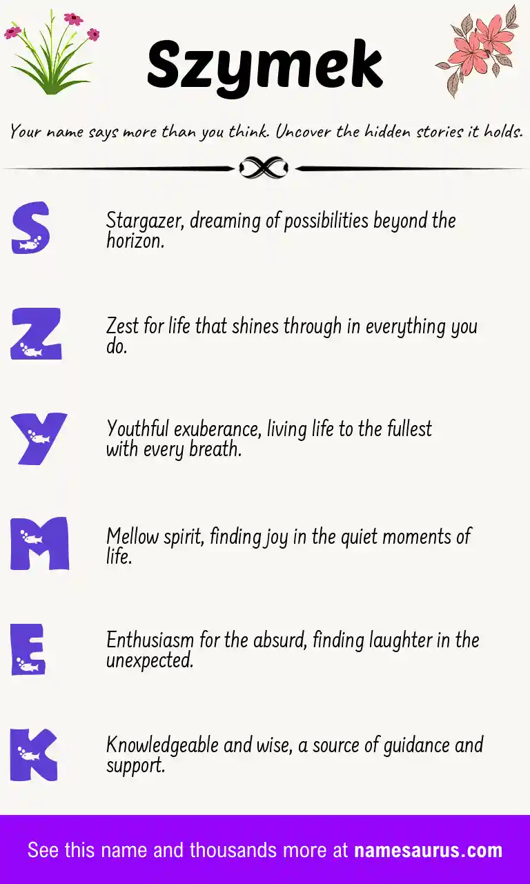 Acrostic poem about Szymek.