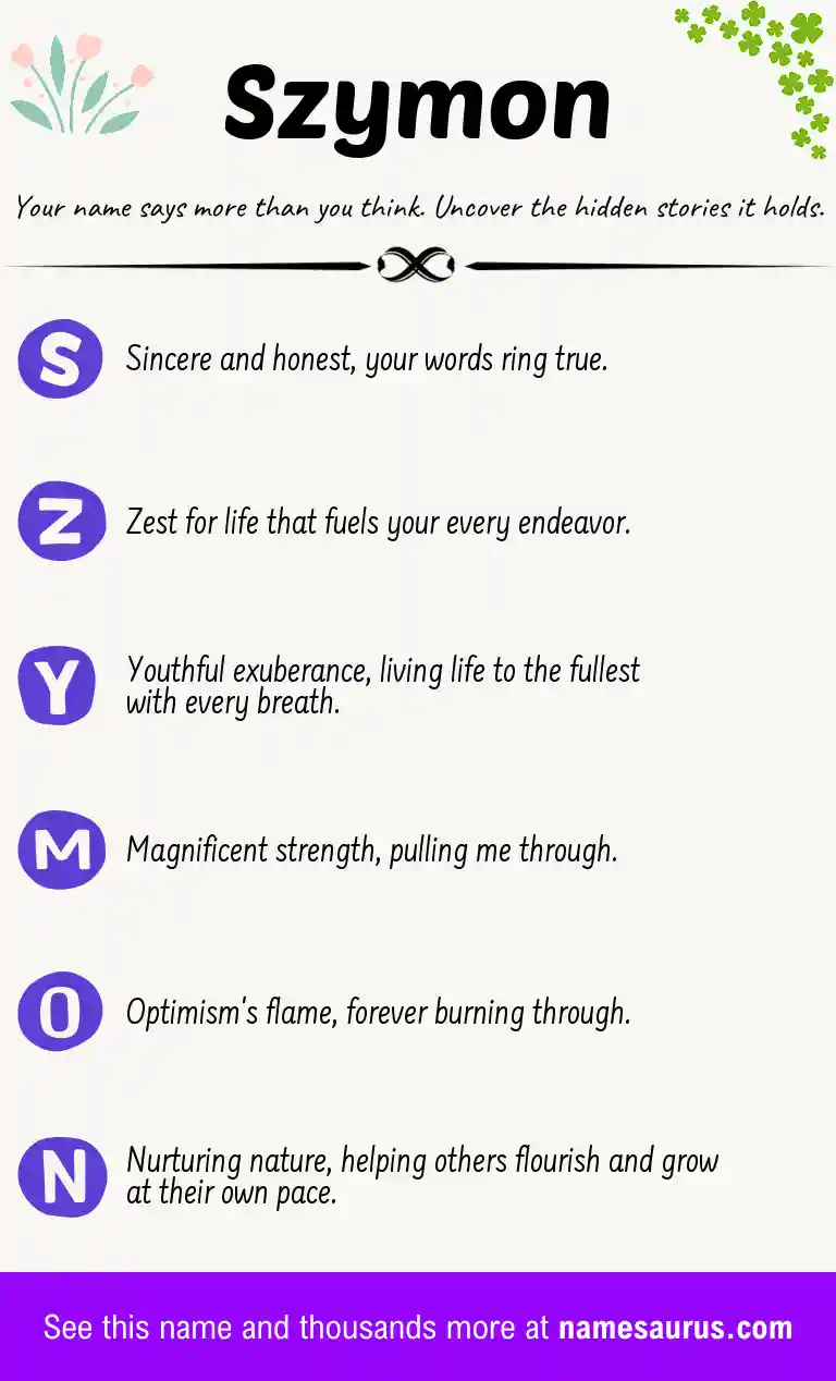 Acrostic poem about Szymon.