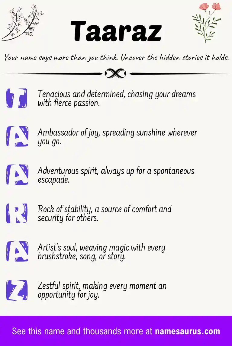 Acrostic poem about Taaraz.