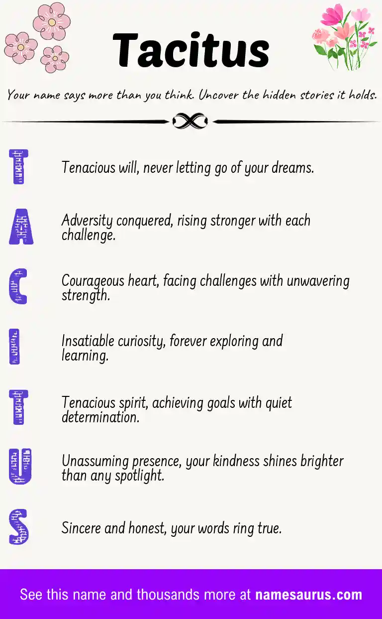 Acrostic poem about Tacitus.