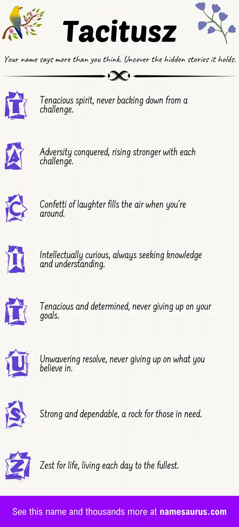 Acrostic poem about Tacitusz.