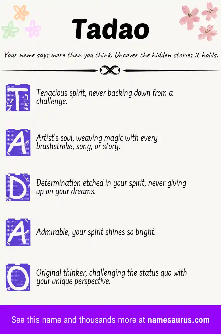 Acrostic poem about Tadao.
