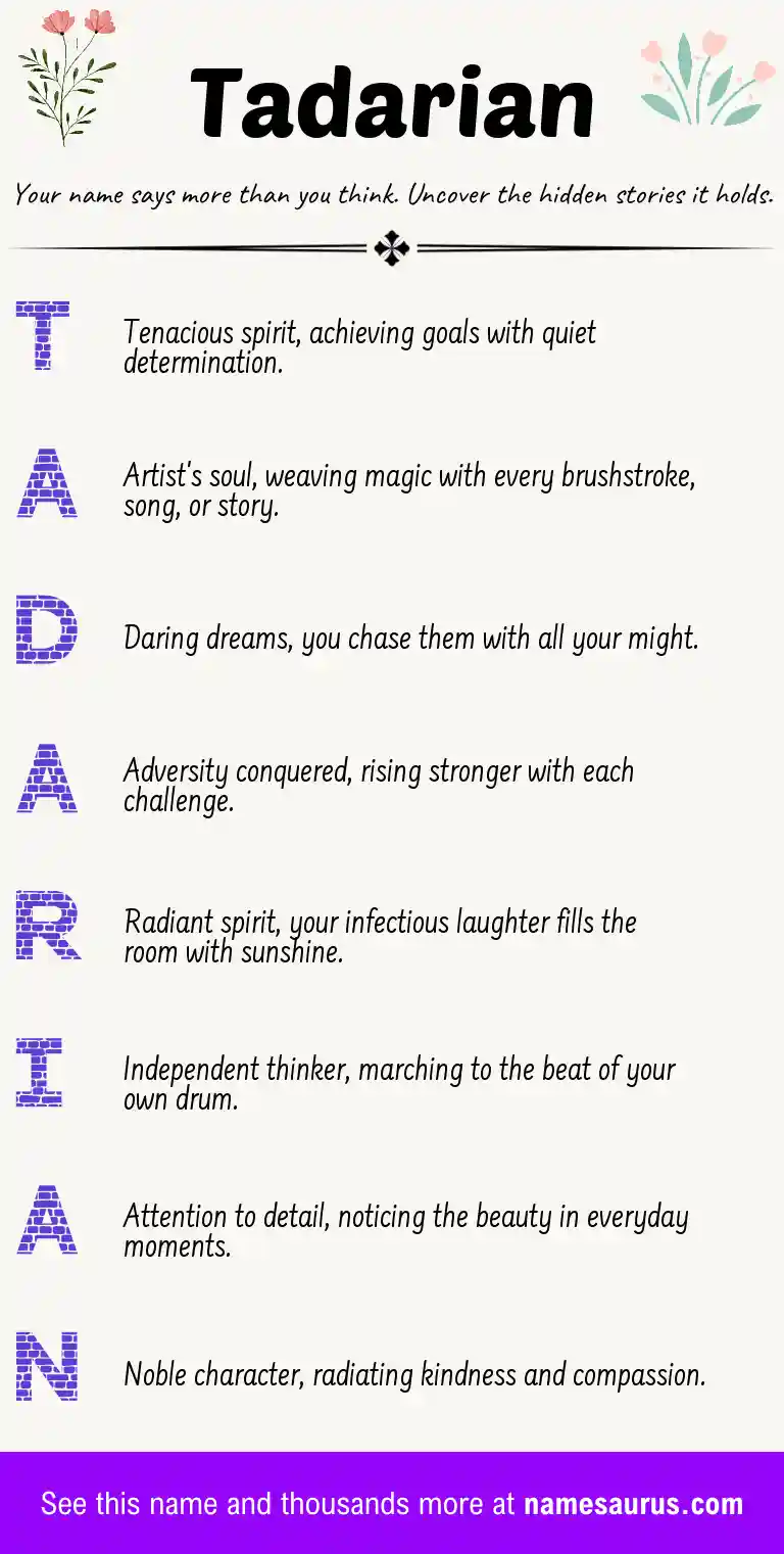 Acrostic poem about Tadarian.