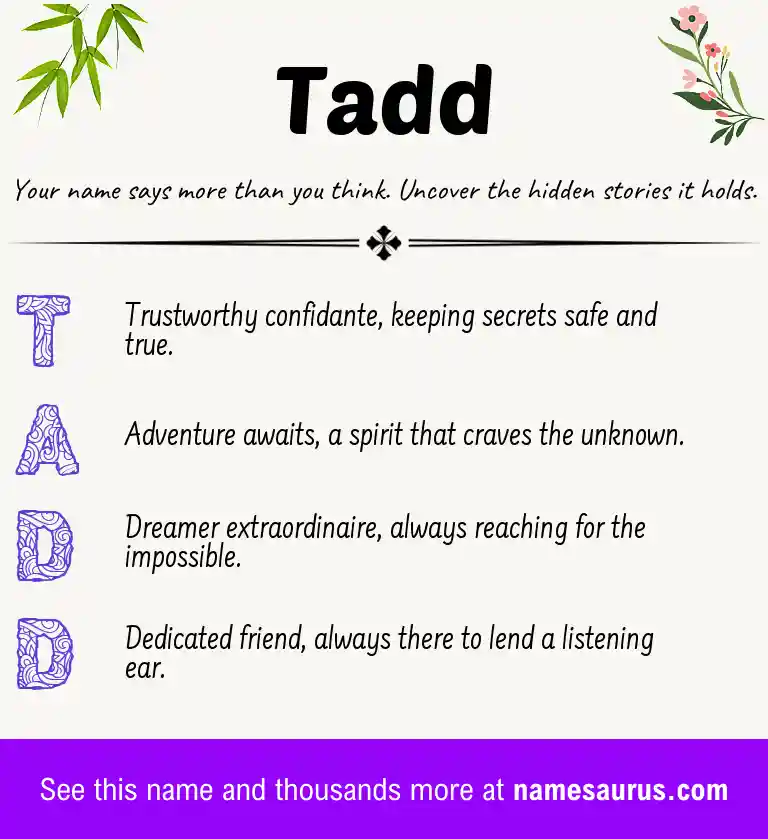 Acrostic poem about Tadd.