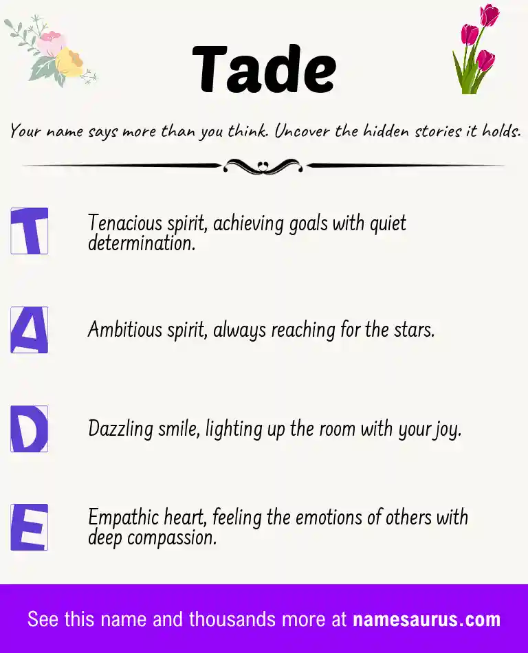 Acrostic poem about Tade.
