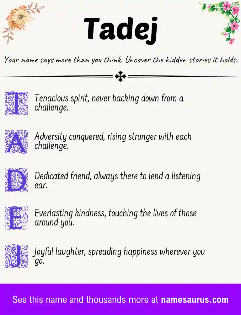 Acrostic poem about Tadej.