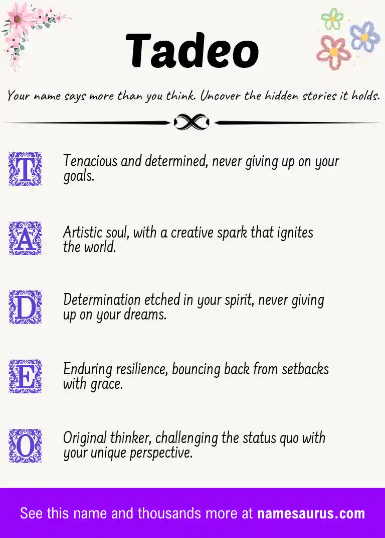 Acrostic poem about Tadeo.