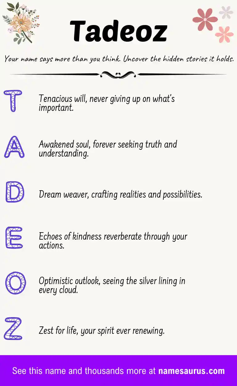 Acrostic poem about Tadeoz.