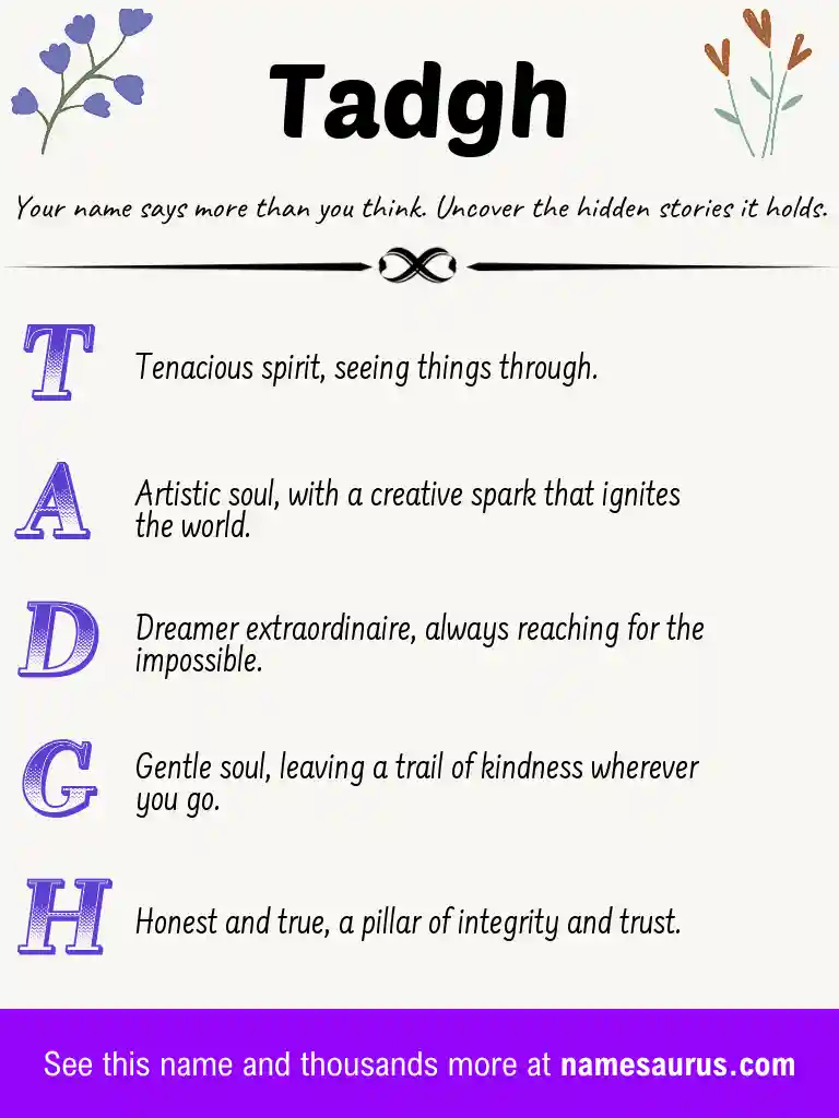 Acrostic poem about Tadgh.
