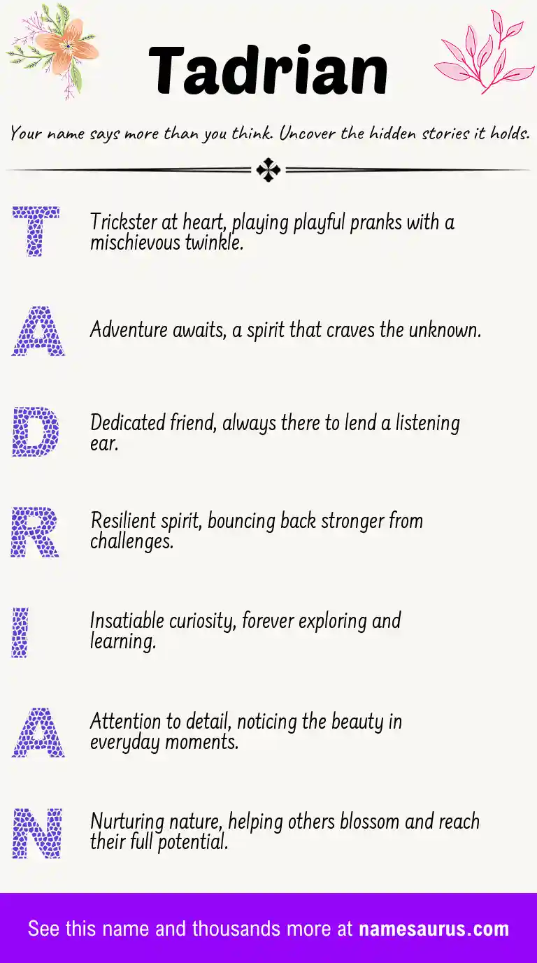 Acrostic poem about Tadrian.