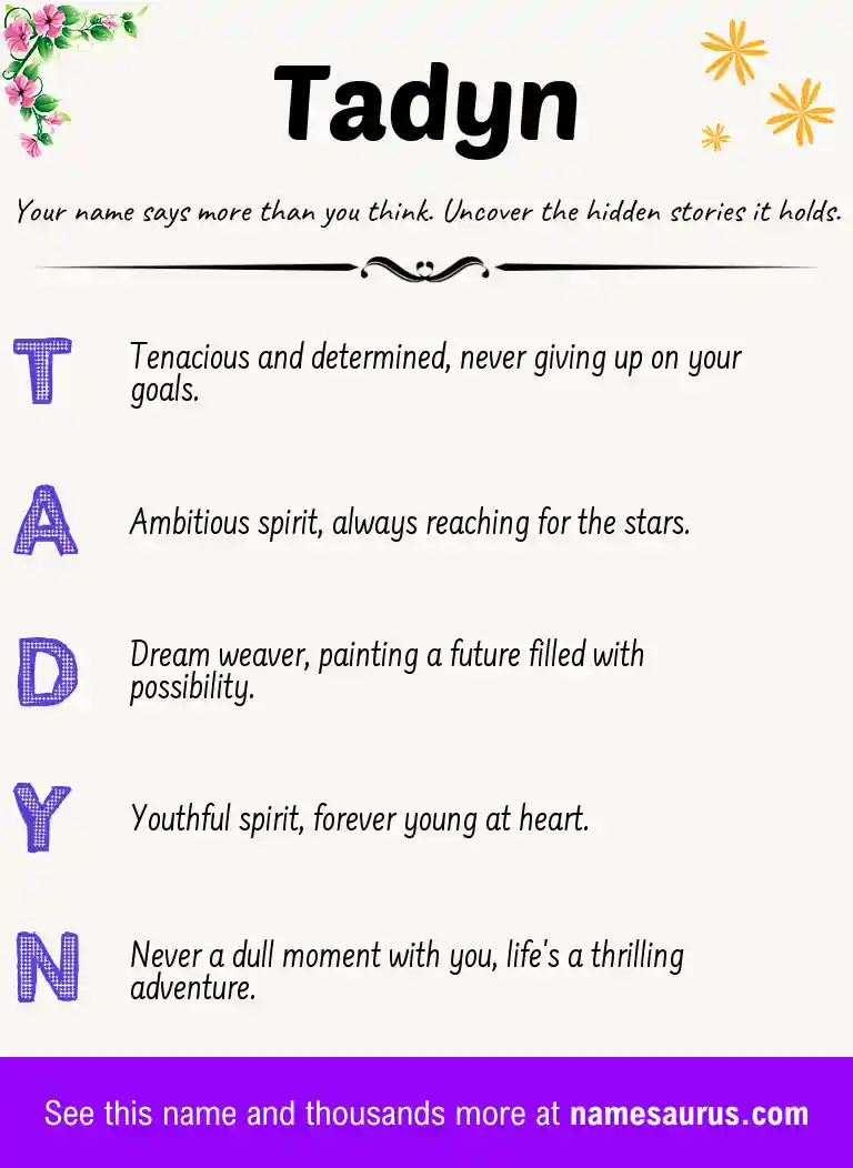 Acrostic poem about Tadyn.