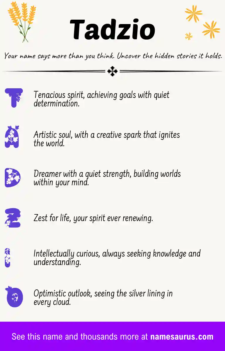 Acrostic poem about Tadzio.