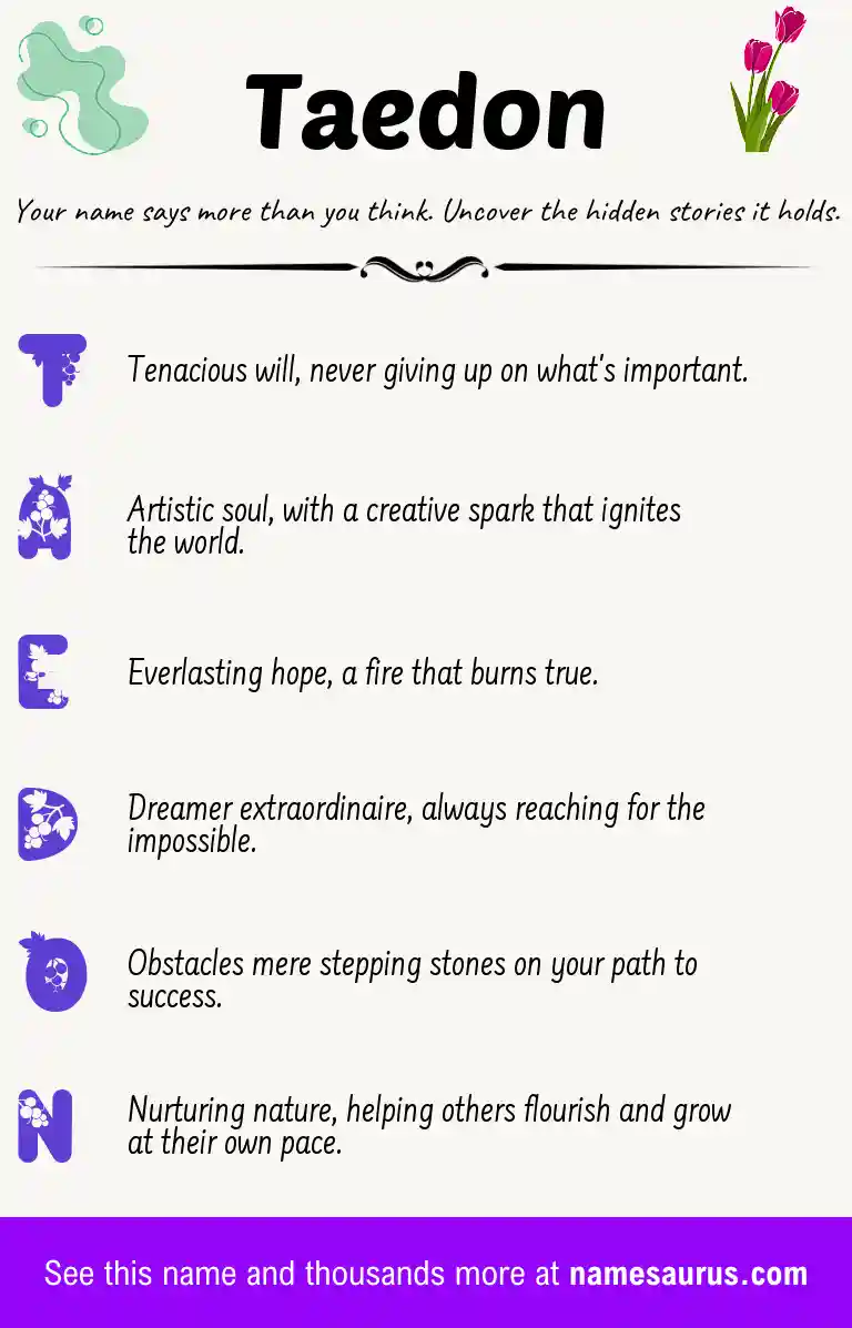 Acrostic poem about Taedon.