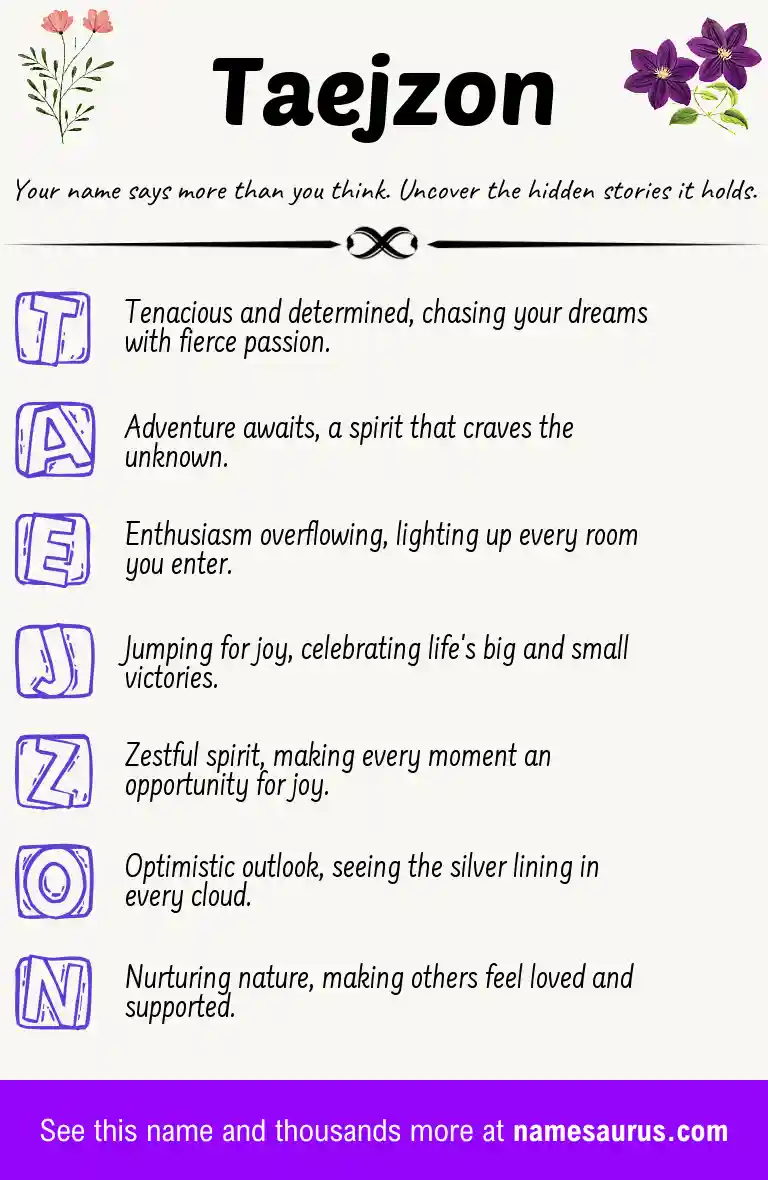 Acrostic poem about Taejzon.