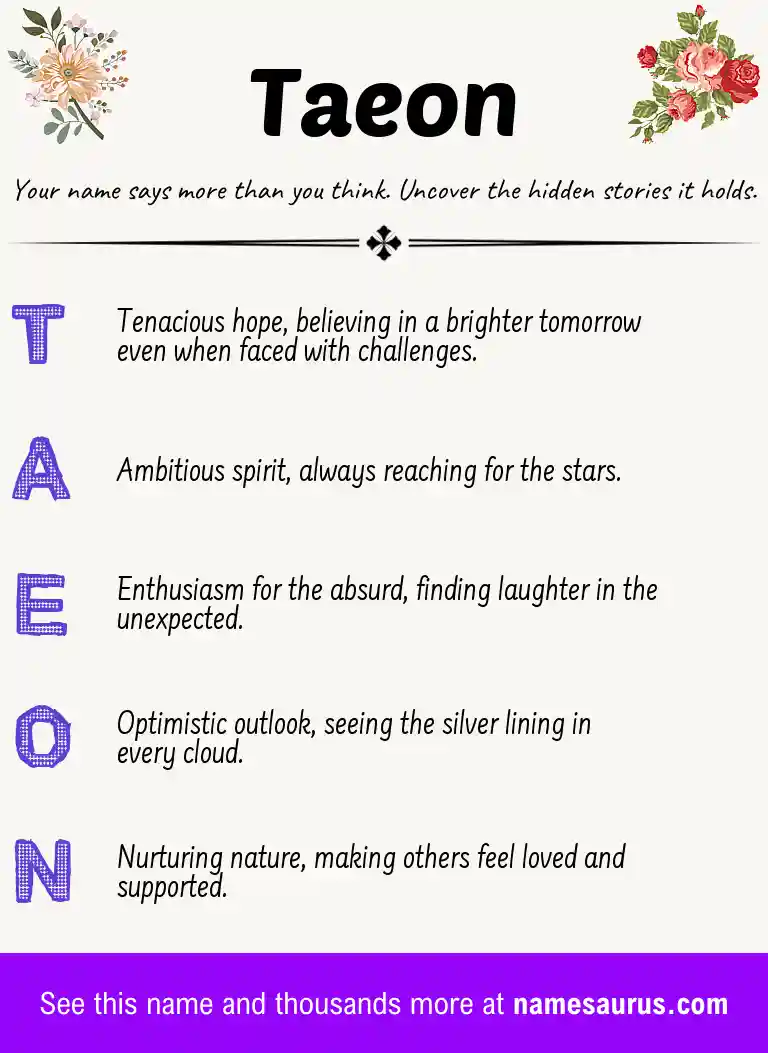 Acrostic poem about Taeon.