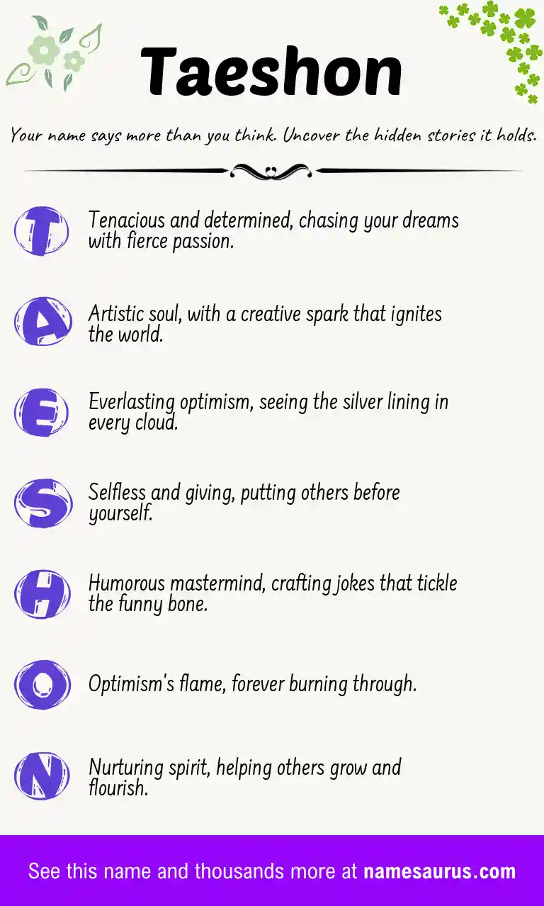 Acrostic poem about Taeshon.
