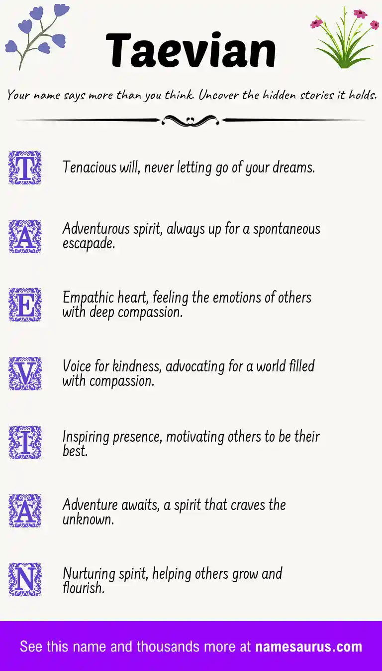 Acrostic poem about Taevian.