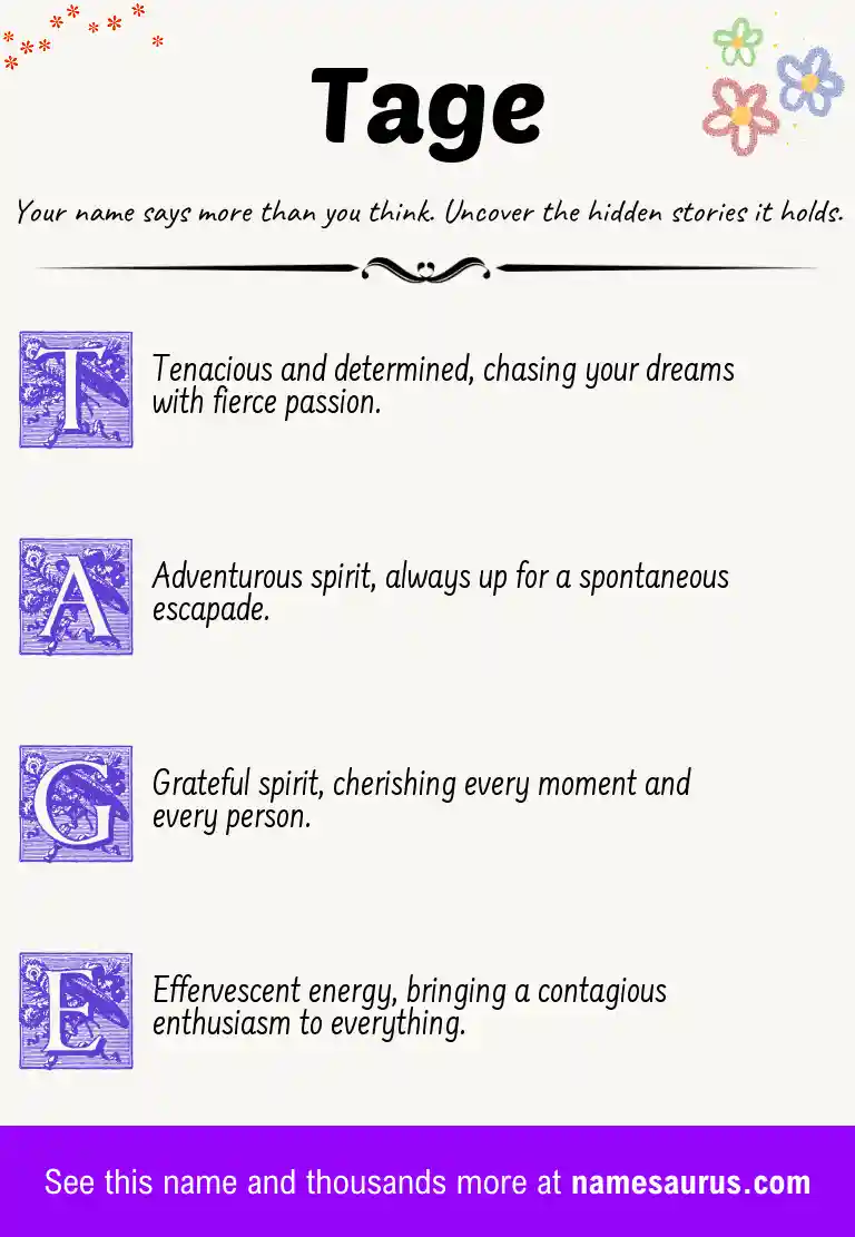 Acrostic poem about Tage.