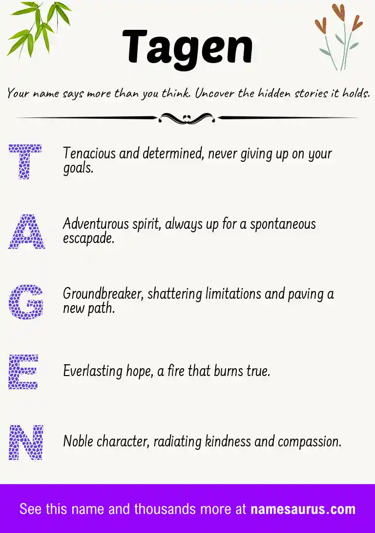 Acrostic poem about Tagen.