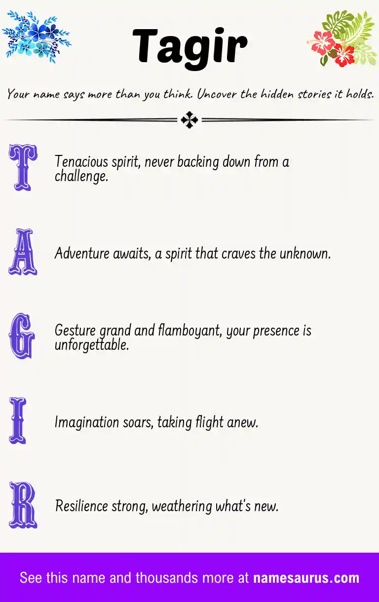 Acrostic poem about Tagir.